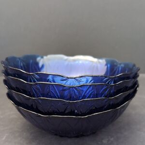 VGT,Avon Royal Sapphire Set Of 5 Cobalt Blue Glass Serving Bowls.